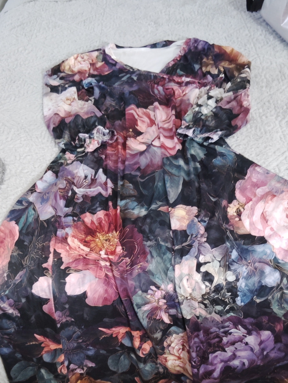 Floral Maxi Dress in Multi Pink and Purple - Women's Long Sleeve